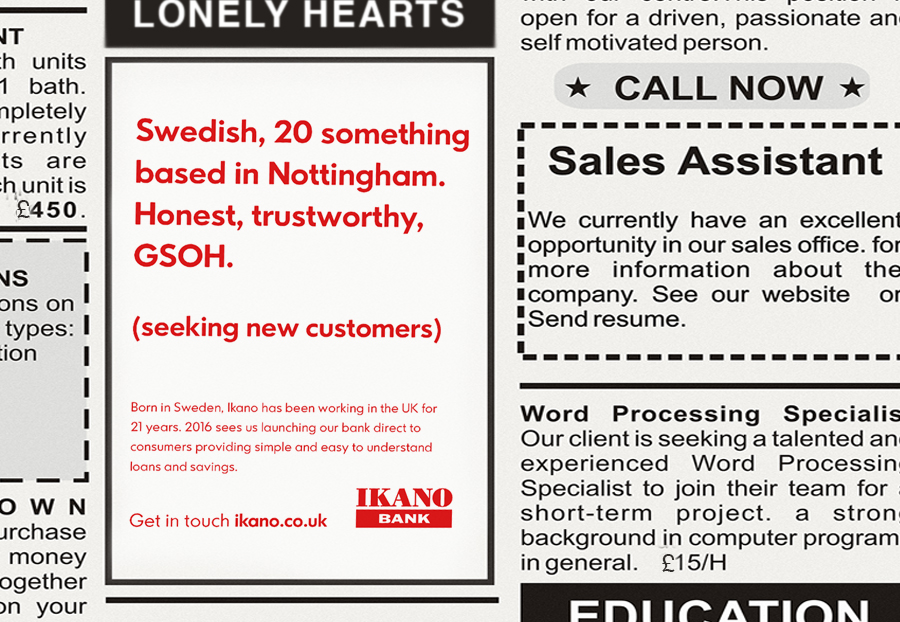 Ikano Lonely Hearts advert blog