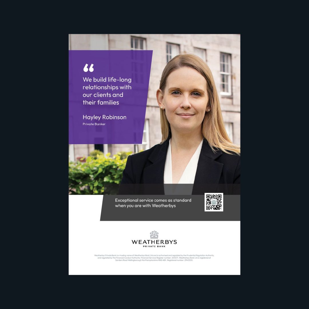 A poster advert for Weatherbys Bank