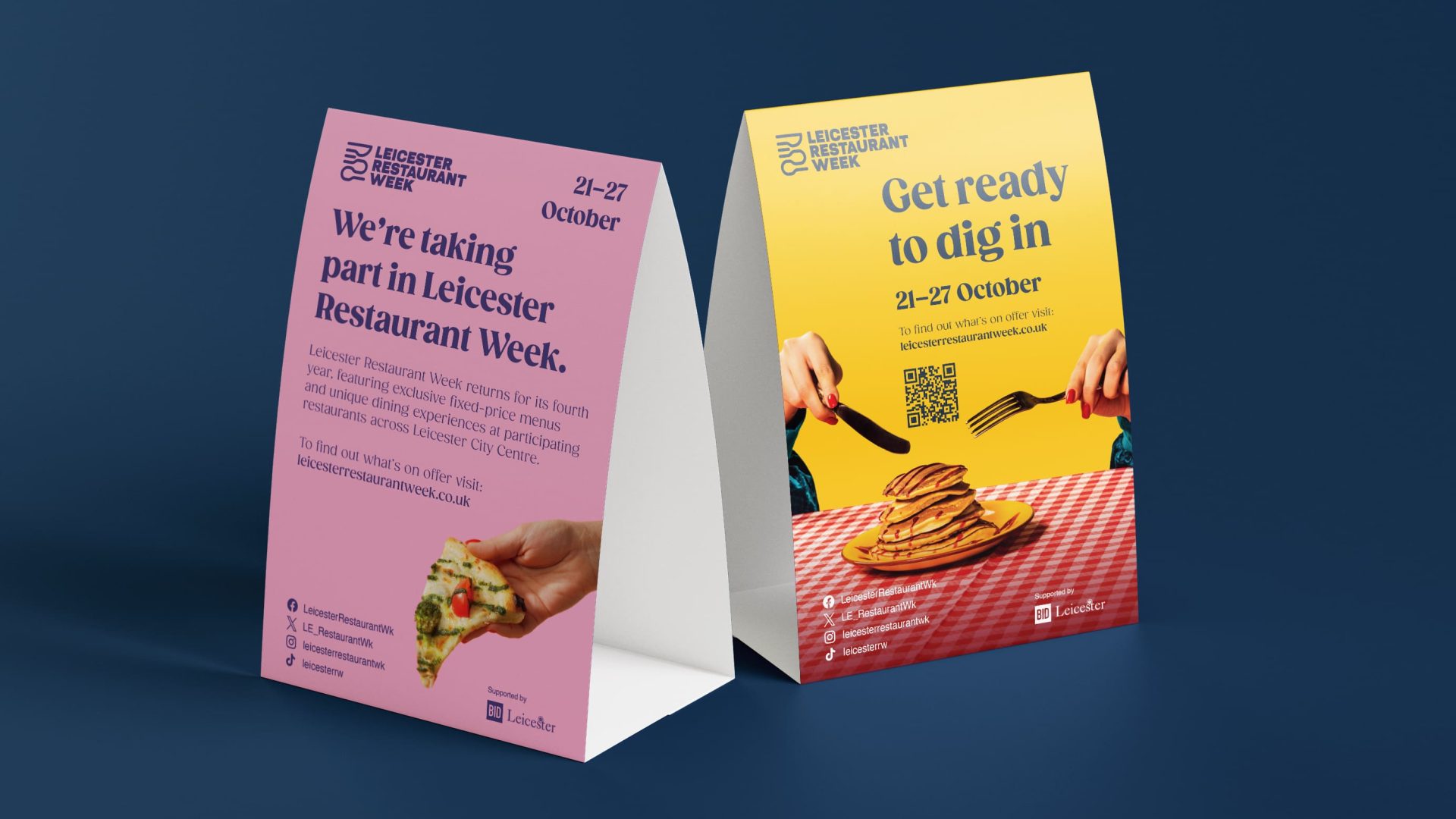 3D Visuals of front and back tent card designs