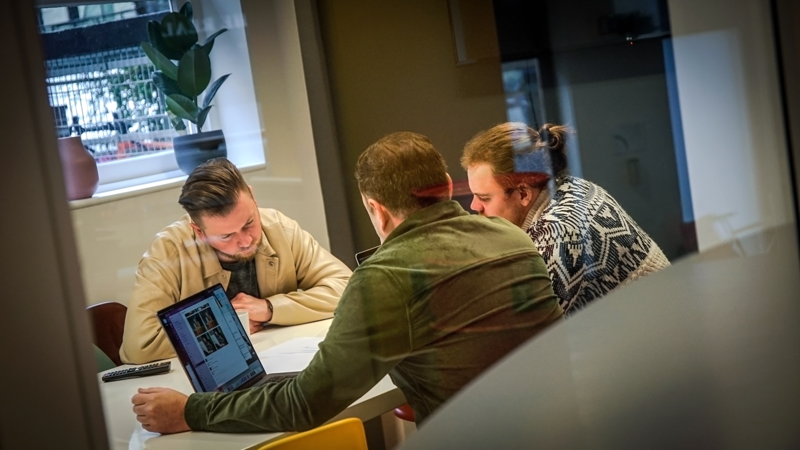 A client meeting in the meeting room